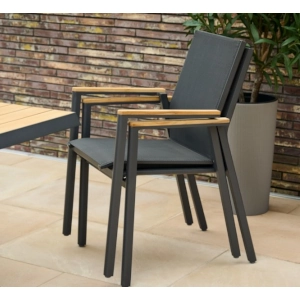 Gartenmöbelset Sincro Ausziehtisch + 6x Bologna Stapelsessel